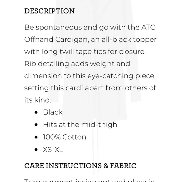 CAbi Black Open Front ATC Offhand Cardigan Sweater - Picture 4 of 8